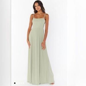 Show Me Your MuMu Lauren Tie Maxi Dress - Moss Green Crisp - Size M